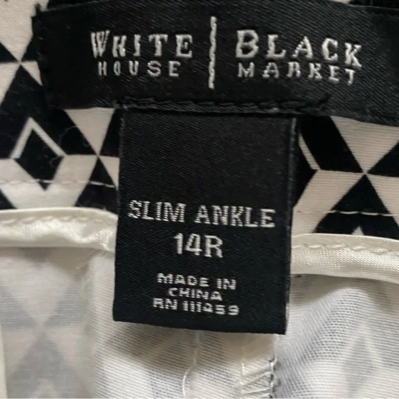 White House Black Market Geometric Patterned Slim Ankle Paints 14R - Picture 5 of 6